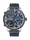 Police Watch Battery with Blue Leather Strap PL15662XSTU-03