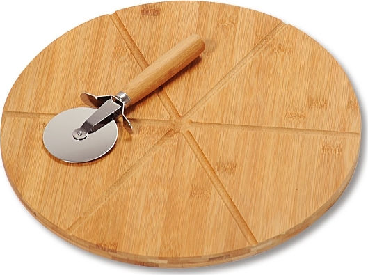 Kesper Servierplatte Holz Pizza mit Rad D32cm Pizza-Servierplatte Hölzernes 32x32cm 1Stück