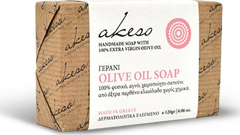 Akeso Geranium & Kamille Handgefertigtes Seifenriegel mit Lavendel 120gr