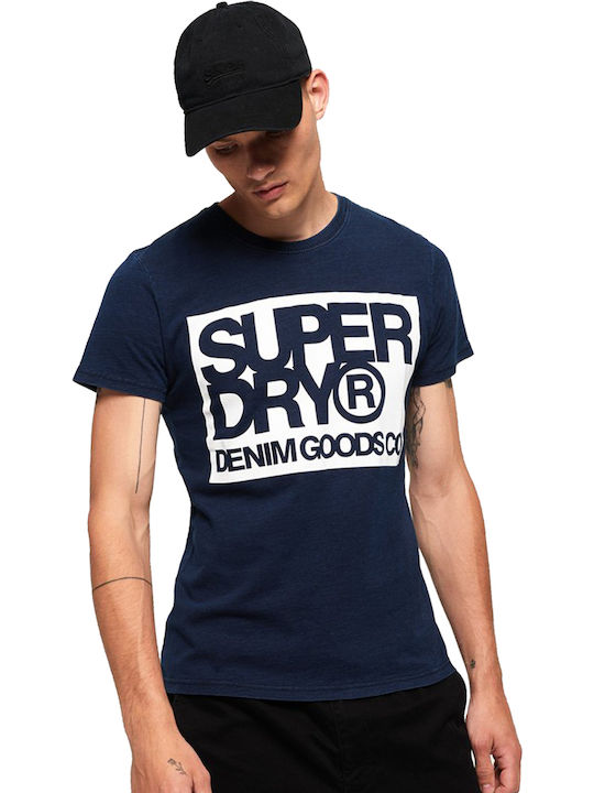Superdry Denim Goods Co T-shirt Bărbătesc cu Mânecă Scurtă Albastru marin