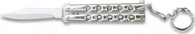 Martinez Albainox Abanico Zamak 6cm Butterfly Knife Keychain Silver with Blade made of Stainless Steel