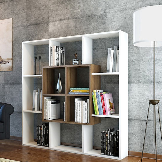 Bibliothek Lexus Weiß / Nussbaum 136x22x136cm