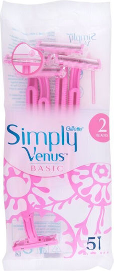 Venus Simply Basic Ξυραφάκια Σώματος μιας Χρήσης με 2 Λεπίδες & Λιπαντική Ταινία 5τμχ
