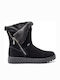 Leather Women's Ankle Boots with Fur Black