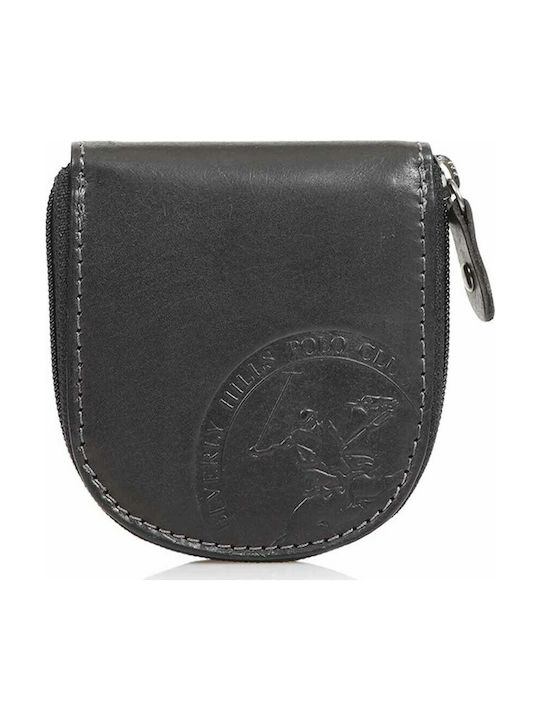 Beverly Hills Polo Club Men's Leather Coin Wallet Black