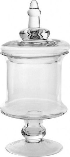 Home Design Vintage Glass Sweet Jar with Lid and Foot Transparent