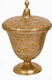 Karvounis Vintage Glass Sweet Jar Glass candy dish with lid and foot Golden India 30x20cm with Lid and Foot Gold 30x20cm