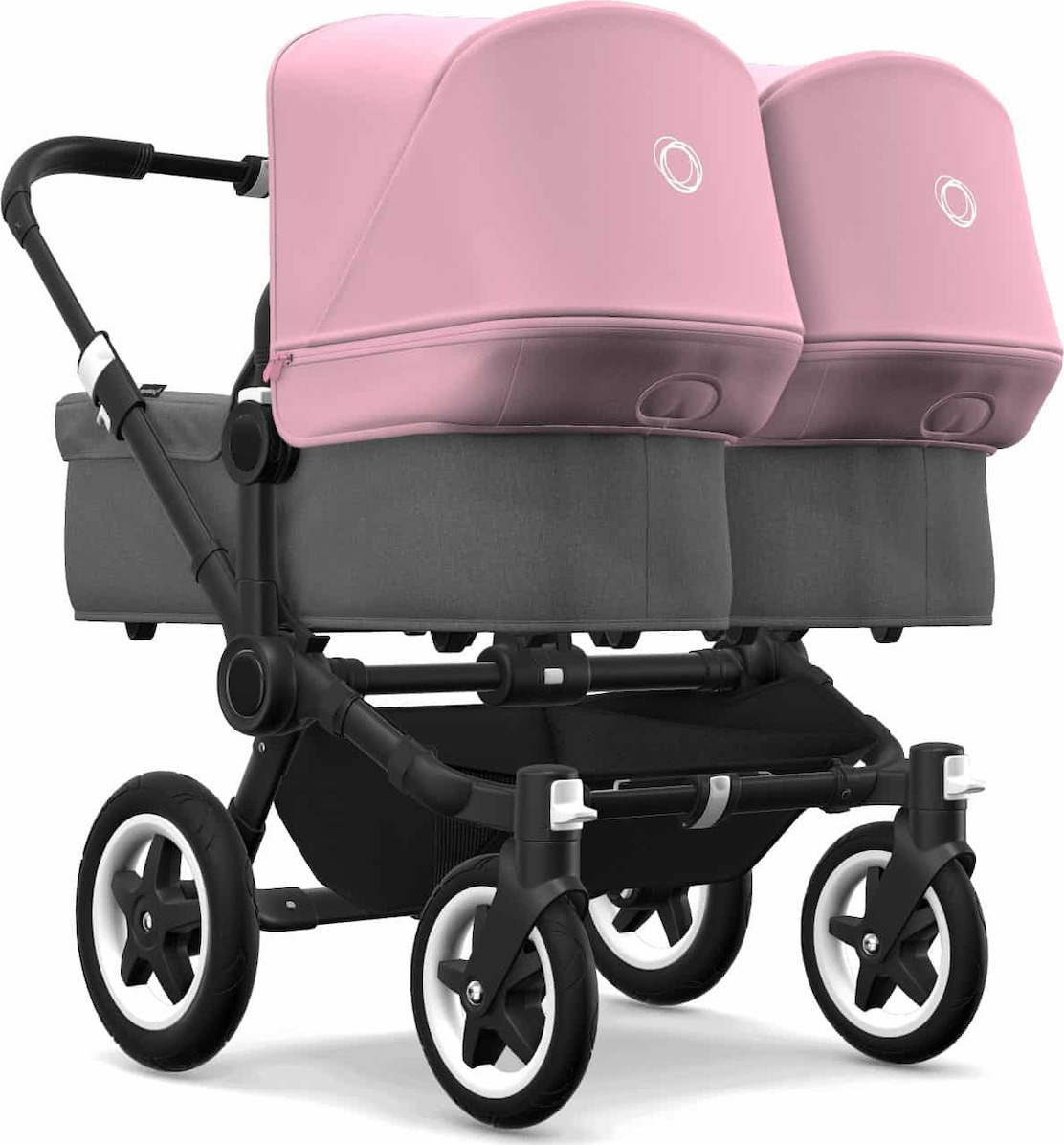 Bugaboo Donkey 2 Twin Grey Melange - Soft Pink Canopy με ...