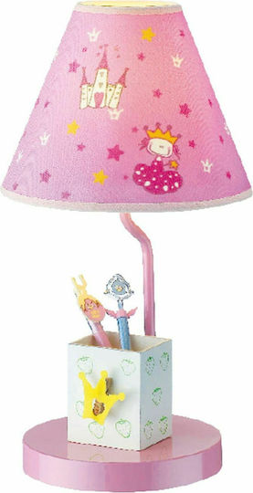Aca Kinder Nachttischlampe Princess Rosa 21x21x40εκ.