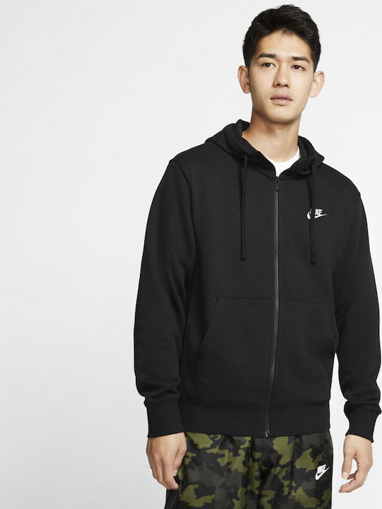 Nike Sportswear Club Men's Cardigan with Hood & Pockets Black