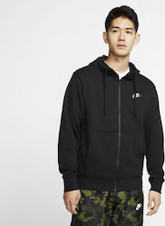 Nike Sportswear Club Ανδρικό Φούτερ με Κουκούλα και Τσέπες Μαύρο