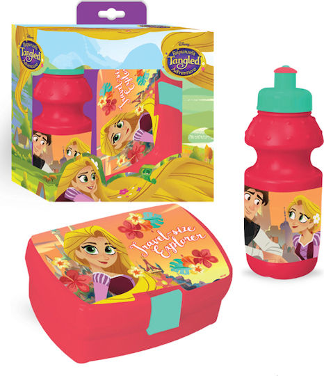 Διακάκης Tangled Kids Set Lunch Plastic Box 0.35lt Red L19xW19xH7cm