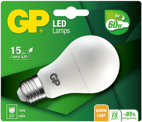 GP Batteries LED-Lampe 9W für Fassung E27 und Form A60 Warmes Weiß 806lm