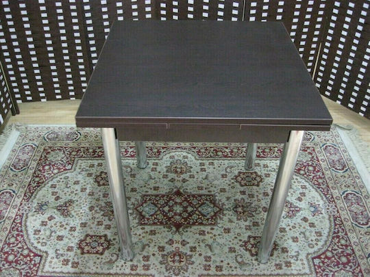 Epiplo-Fos Kitchen Extending Table Wooden with Metal Frame Inox 70 Plus 50 x 70 x 75 cm