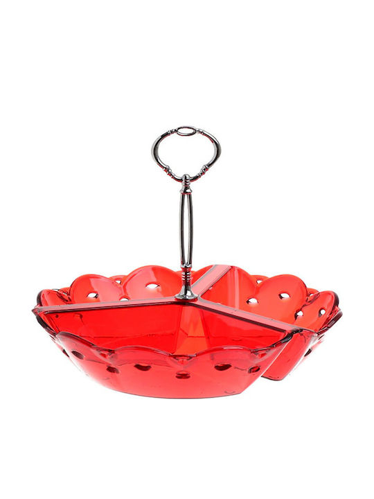 Click Plastic Dessert Divided Serving Plate with 3 Slots Red