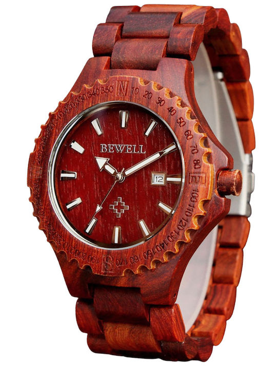 Bewell Watch Battery with Wooden Bracelet