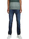 Men's Jeans Pants Elastic with Slim Straight Fit Blue Denim