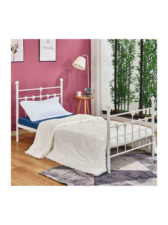 Κρεβάτι Μονό Μεταλλικό Λευκό για Στρώμα 90x190cm