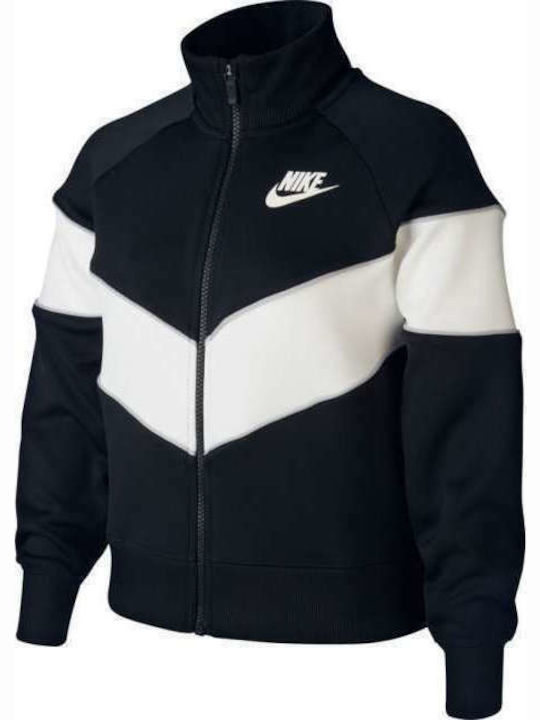 Nike Αθλητική Παιδική Ζακέτα Φούτερ Μαύρη Sportswear Heritage