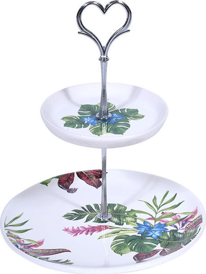 Fylliana Porcelain Dessert Tower Stand with 2 Tiers Bahama White Ø20cmxY24cm