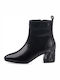 56674 Leather Women's Ankle Boots with Medium Heel Black