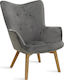 Kido Bergère Catifelat Gri 72x75x99cm