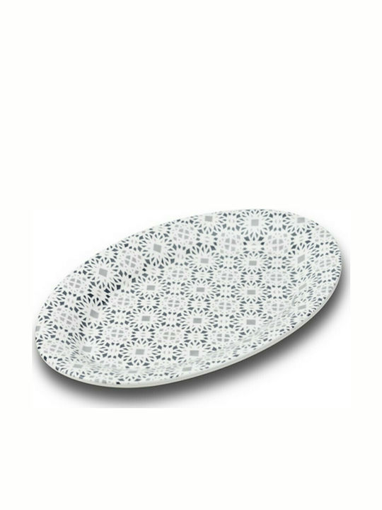 Nava Oval Ceramic Serving Platter Maiolica White 35x24cm