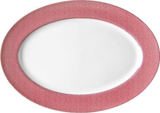 Van Kottler Ovale Platte 36cm Jeans Servierplatte Oval aus Porzellan Pink 1Stück