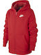 Athletic Kids Sweatshirt Cardigan Cotton with Hood Red Sportswear