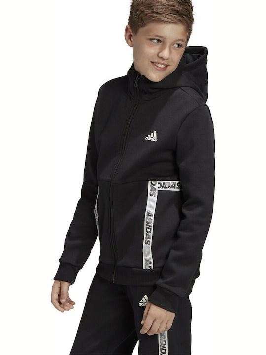 Adidas Αθλητική Παιδική Ζακέτα Φούτερ με Κουκούλα για Αγόρι Μαύρη