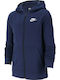 Athletic Kids Sweatshirt Cardigan Cotton with Hood Blue Sportswear
