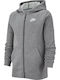 Athletic Kids Sweatshirt Cardigan Cotton with Hood Gray Sportswear