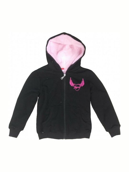 Joyce Girls Hooded Sweatshirt with Zipper Black