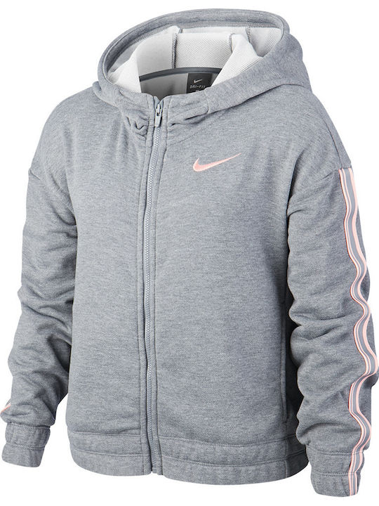 Αθλητική Παιδική Ζακέτα Φούτερ Dri-Fit με Κουκούλα Γκρι STUDIO