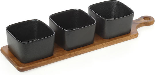 Cryspo Trio Acacia Porzellan Ordnungshüter 3 Schlitze mit Basis Schwarz W10.5xL40cm 3Stück