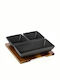 Cryspo Trio Porcelain Dessert Divided Serving Tray with 3 Slots Acacia Black 20.5x20.5cm