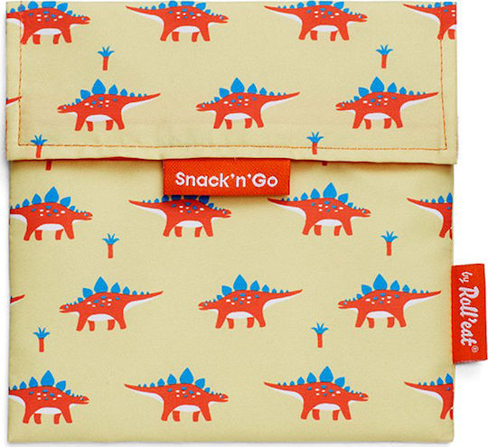 Ecolife Snack n' Go School Food Case 1lt Beige Dinosaurs 16 x 16 x 16cm