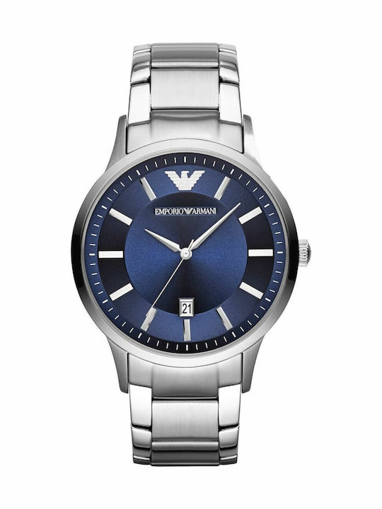 Emporio Armani Renato Men's Watch 43mm Battery with Silver Metal Bracelet