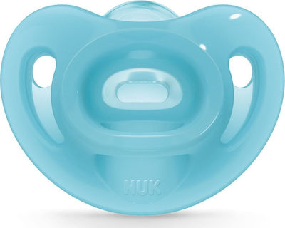 Nuk Orthodontischer Schnuller Silikon Sensitive Light Blue mit Etui für 0-6 Monate 1Stück