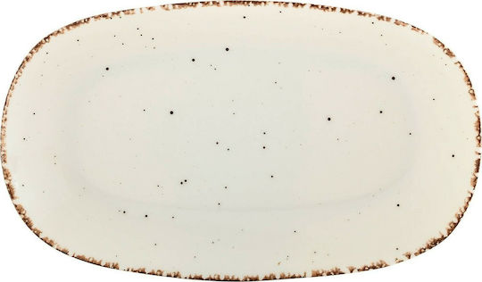Güral Porselen Side Serving Platter Oval made of Porcelain Beige 29x17cm