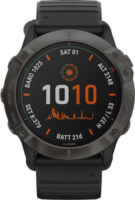 Garmin Fenix 6X Pro Solar Titan 51mm Rezistent la apă Ceas inteligent cu pulsometru (Carbon Grey DLC With Black Band)