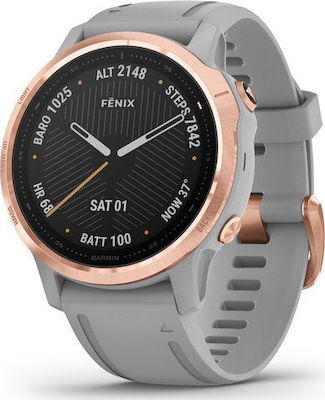 Garmin Fenix 6 Sapphire Oțel inoxidabil 42mm Rezistent la apă Ceas inteligent cu pulsometru (Rose Gold-Tone with Powder Grey Band)