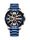 Curren Watch Chronograph Battery with Metal Bracelet Blue