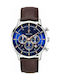Pierre Lannier Capital Watch Chronograph Battery with Brown Leather Strap