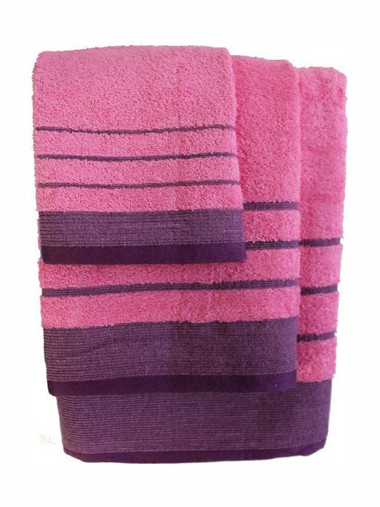 24home.gr Bath Towel Set 3pcs Raya Pink Purple