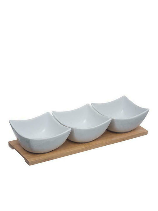 Secret de Gourmet Porcelain Dessert Divided Serving Tray with 3 Slots White 30x9.7x6cm