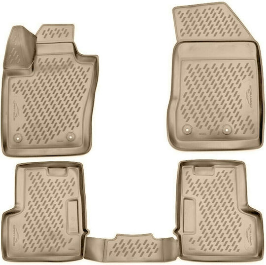 Novline Satz Vorder- und Hintermatten Wannenartig 4Stück aus TPE für Jeep Rebell 2015 Beige