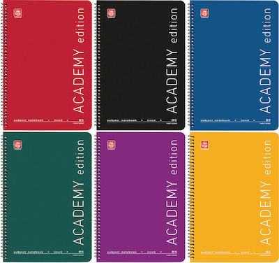 Typotrust Spiral Notebook Ruled B5 120 Sheets 4 Subjects Academy 1pcs (Μiscellaneous colours)