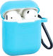 ObaStyle Θήκη Σιλικόνης Με Γάντζο Γαλάζιο (Apple AirPods)