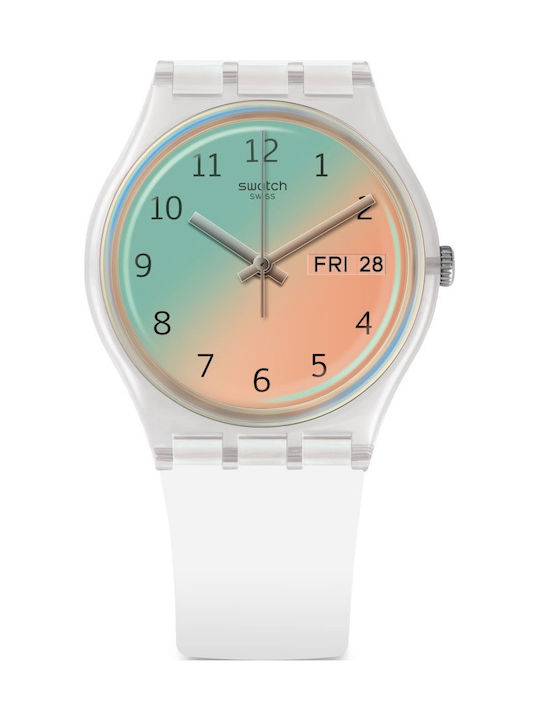 Swatch Ultrasoleil Three Hands Watch with White Rubber Strap